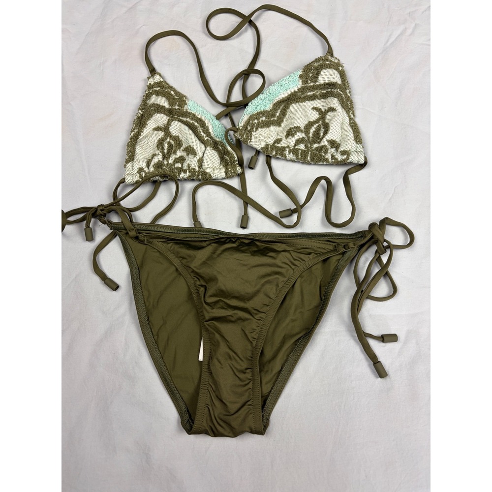 Zimmermann Jude Mini Tri Towel Bikini Set Olive Mint Green Sz 2 US 8 nwt